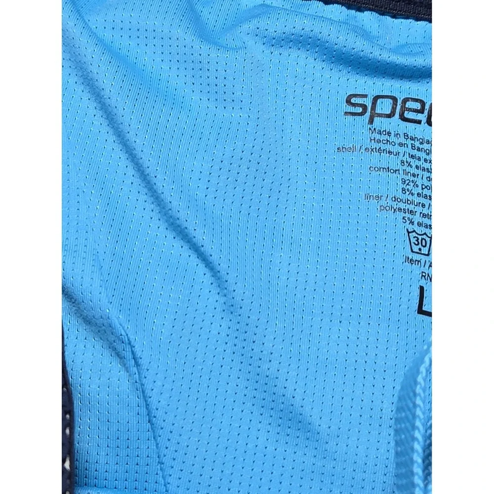 Speedo Swim Trunks Mens L Large Blue Board Shorts Swimwear Mesh Liner Pockets